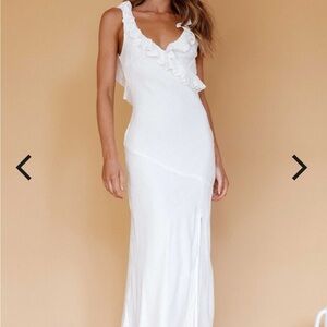 Selfie Leslie Alba Frill Trim Midi Dress White